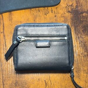 Coach Black Leather Zip Wallet